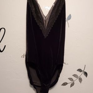 Velvet lace trim bodysuit